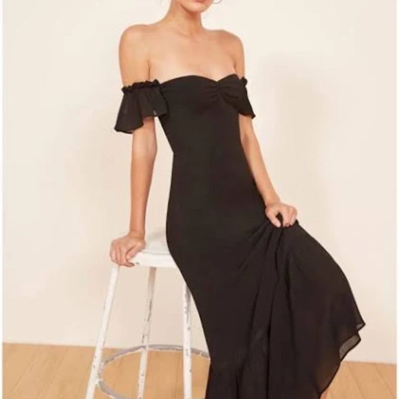Reformation Butterfly Dress + Black - Picture 1 of 13